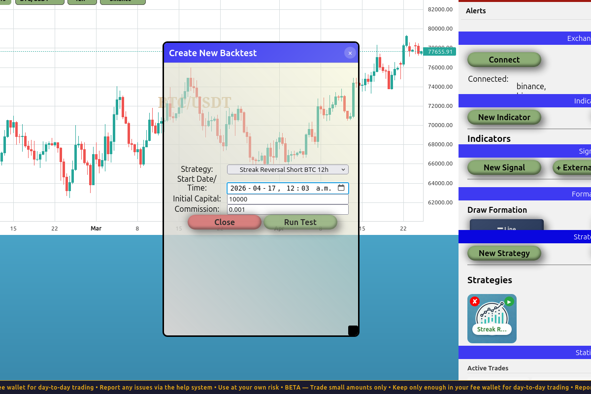 New backtest dialog