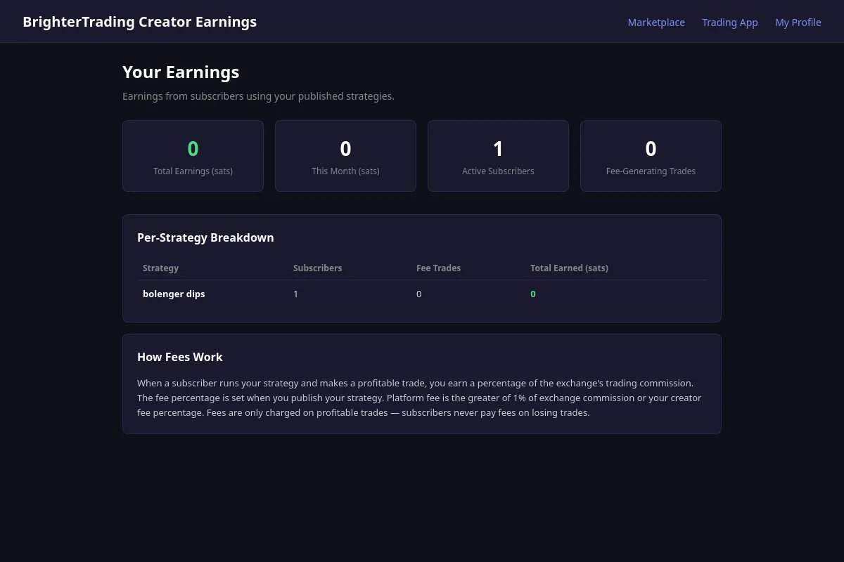 Earnings dashboard