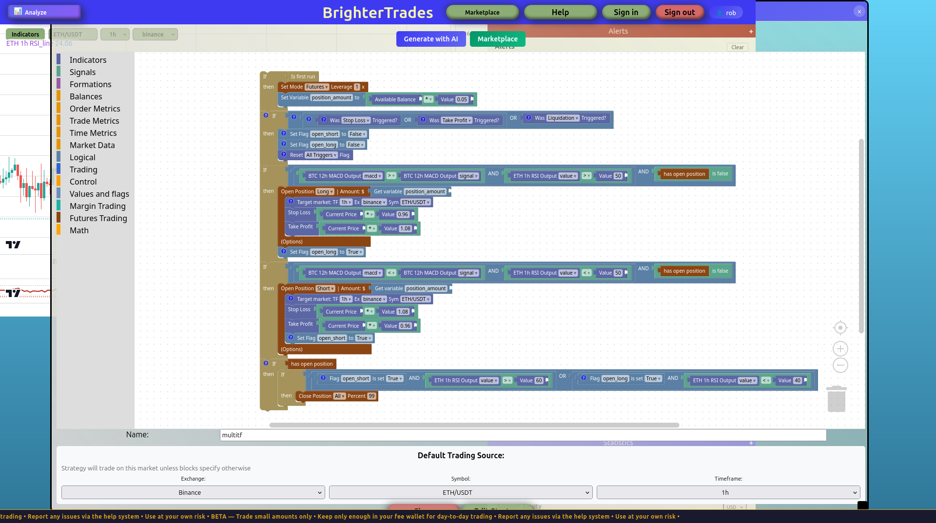 Multi-timeframe strategy in the editor